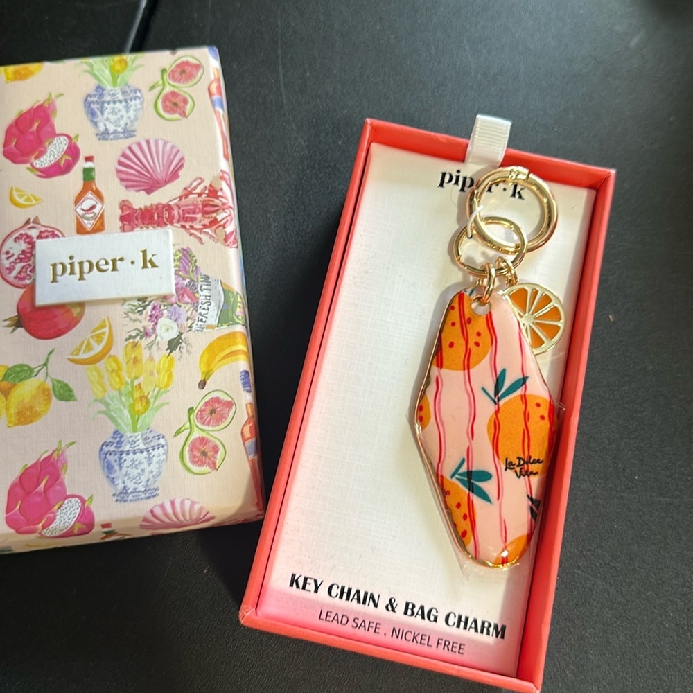 Piper K Orange Key Chain & Bag Charm